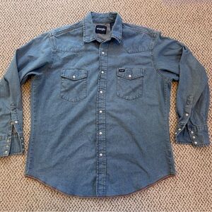 Wrangler Light Blue Long Sleeve Western Denim Shirt